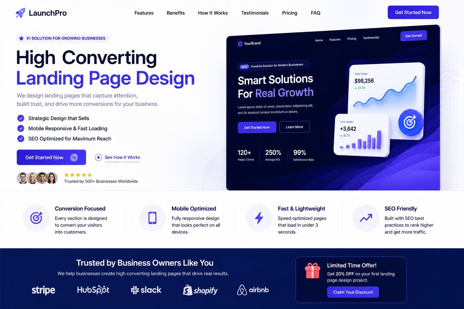 high converting landing page design
