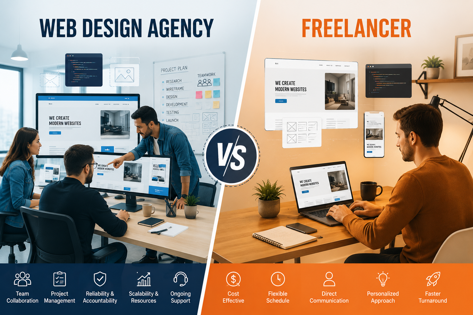 web design agency vs freelancer